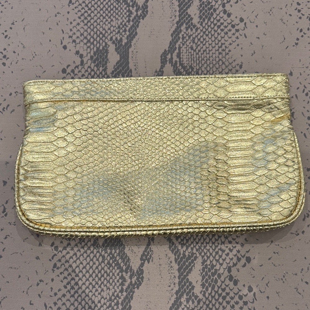 Guess Metallic Gold Snakeskin Clutch